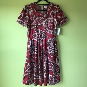 Red Floral Design Fit and Flare Dress